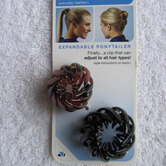 scunci Accessories - 2 Scunci Plastic Expandable Ponytailers Adjusting Hair Clip Spreads Open Closed